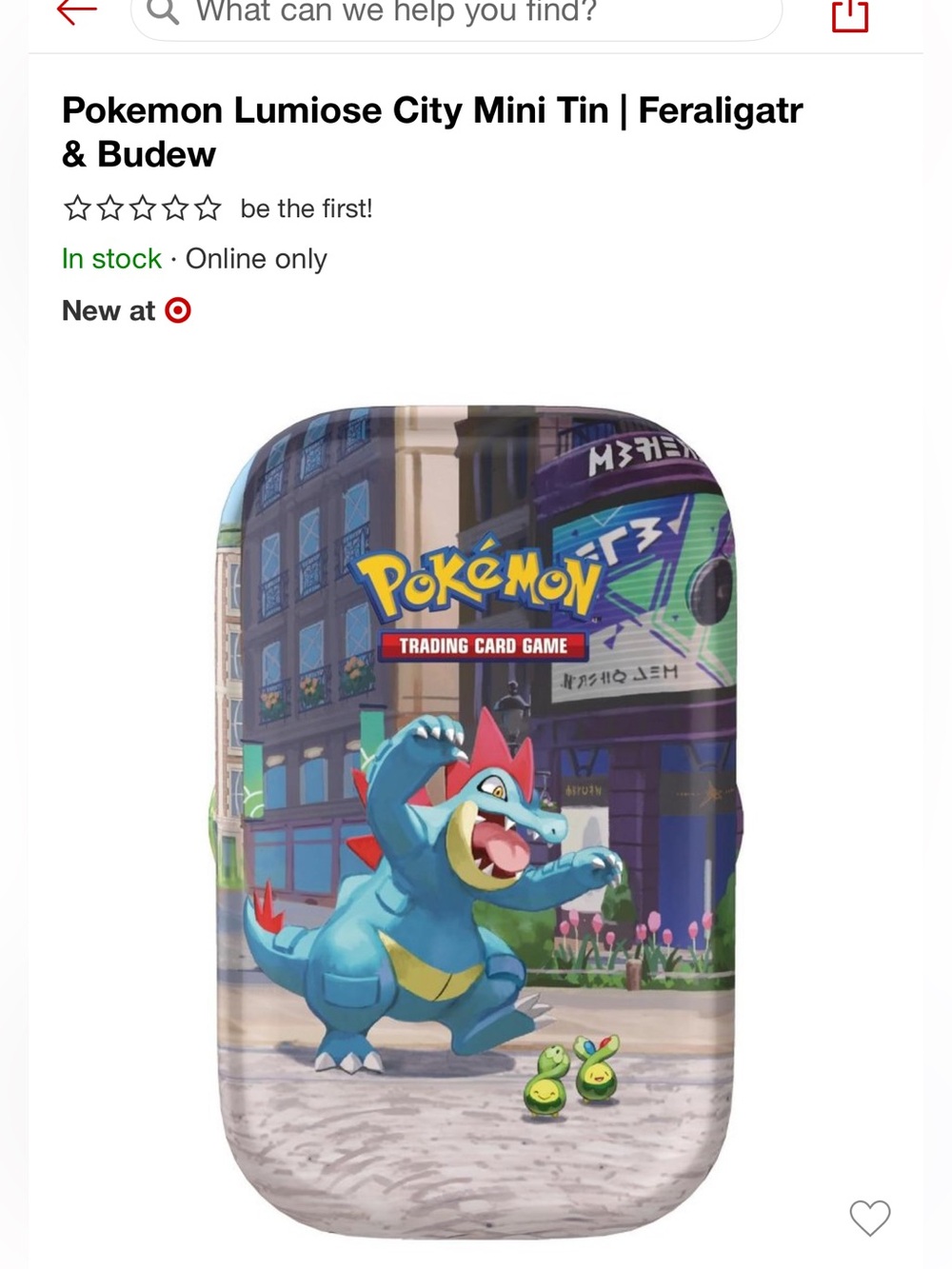 Pokemon Trading Card Tin - Blue Feraligatr with Green Budew
